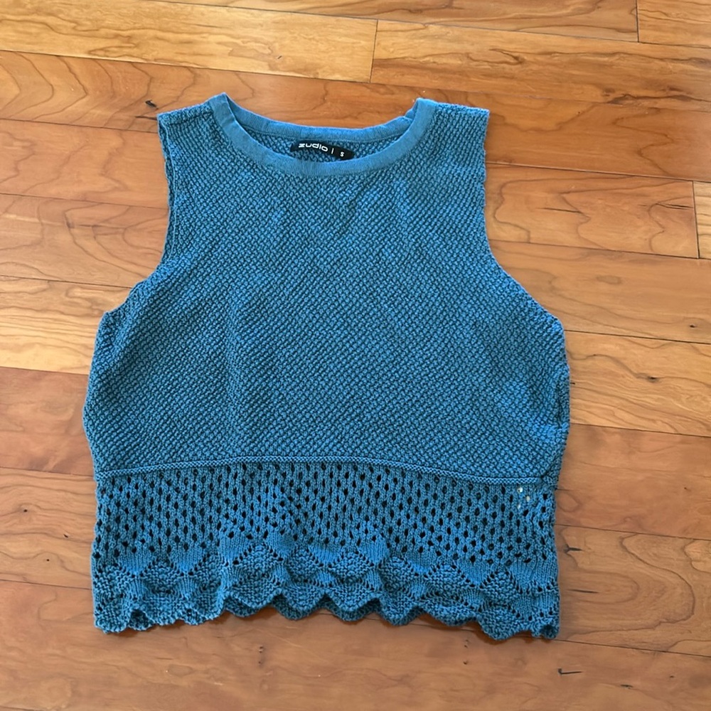 blue crochet top